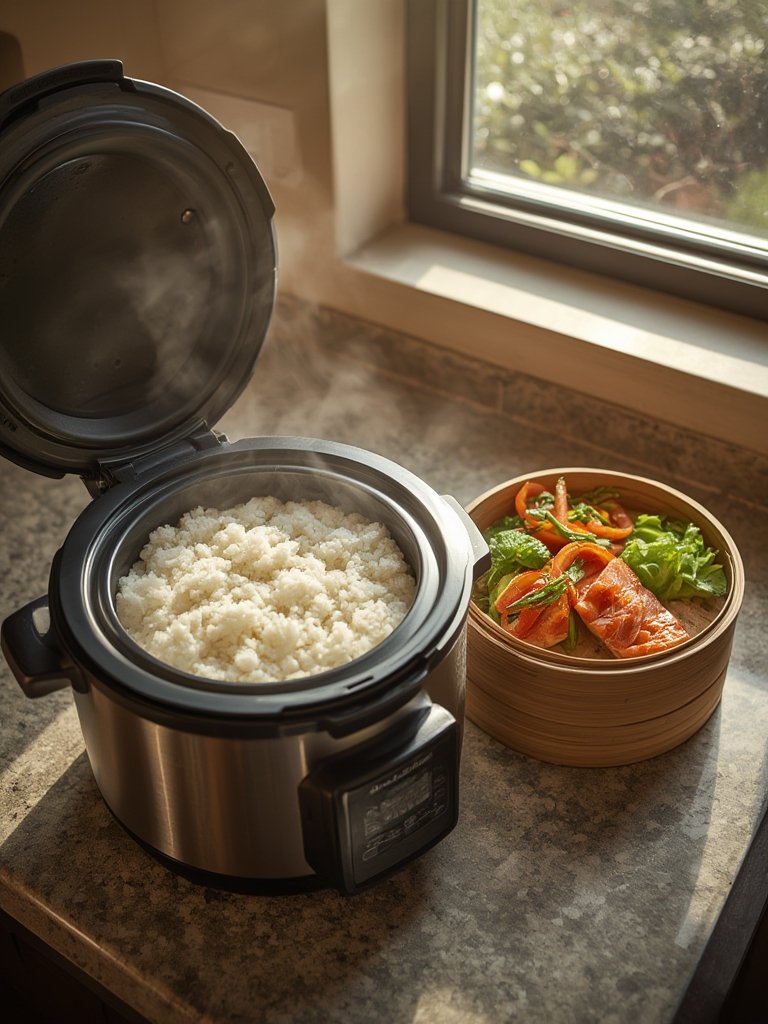 rice cooker in action