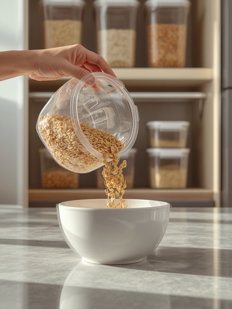 cereal container in action