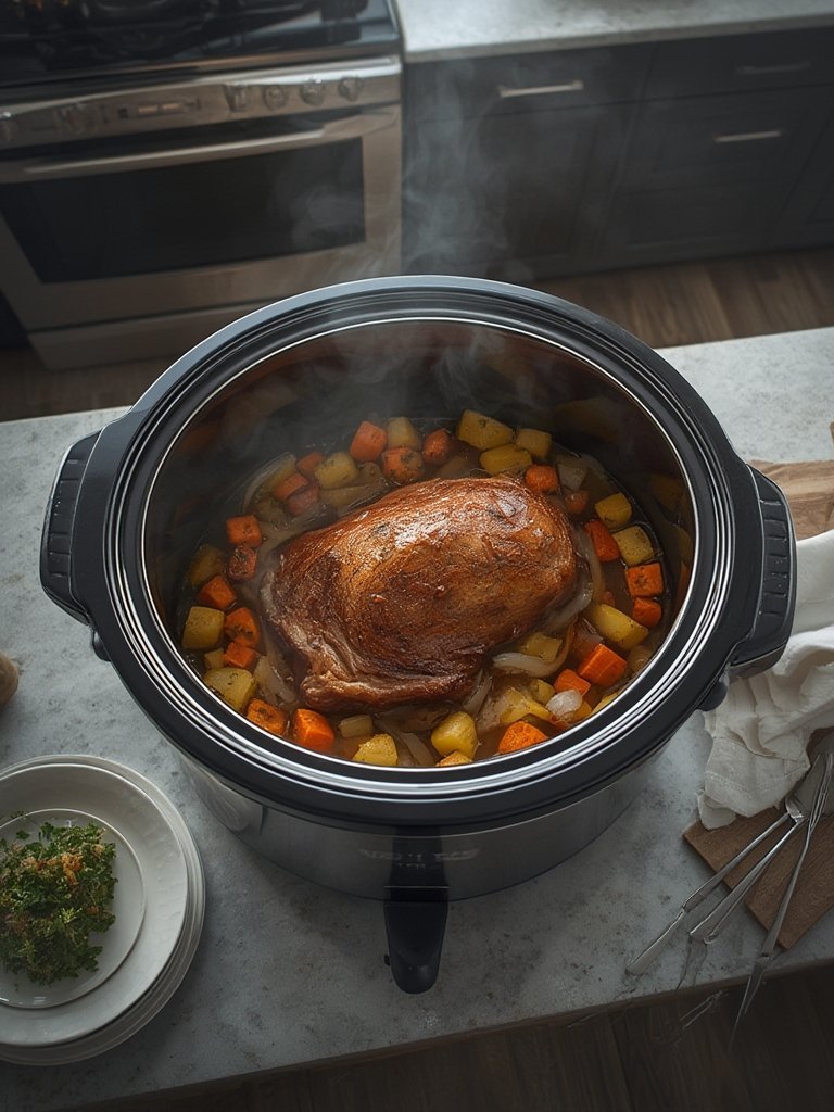 slow cooker in action