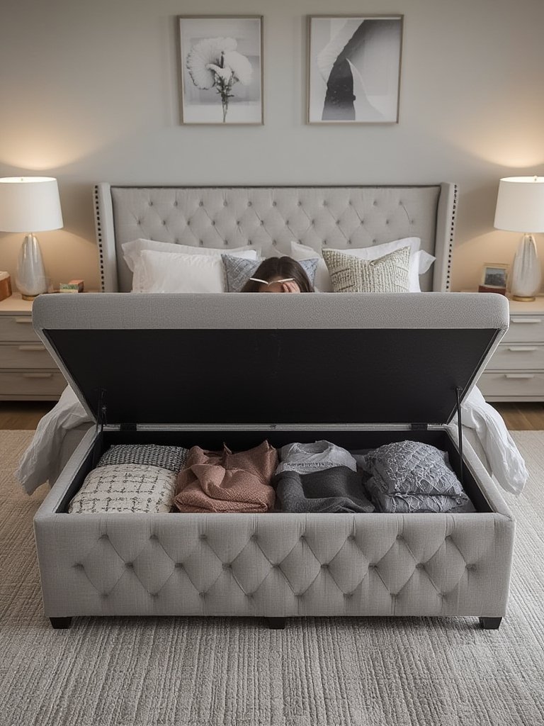 storage ottoman in action