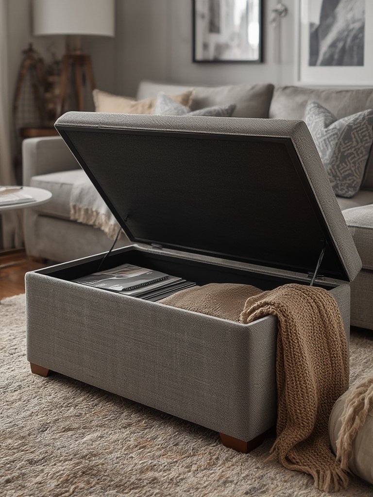 storage ottoman in action