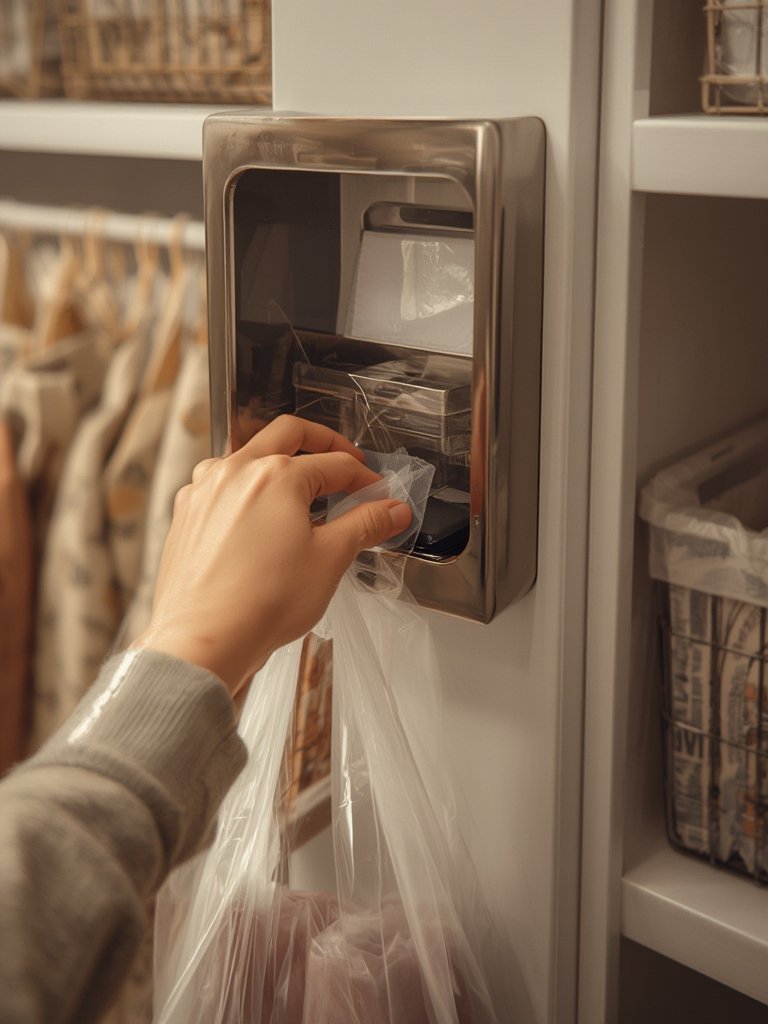 bag dispenser in action