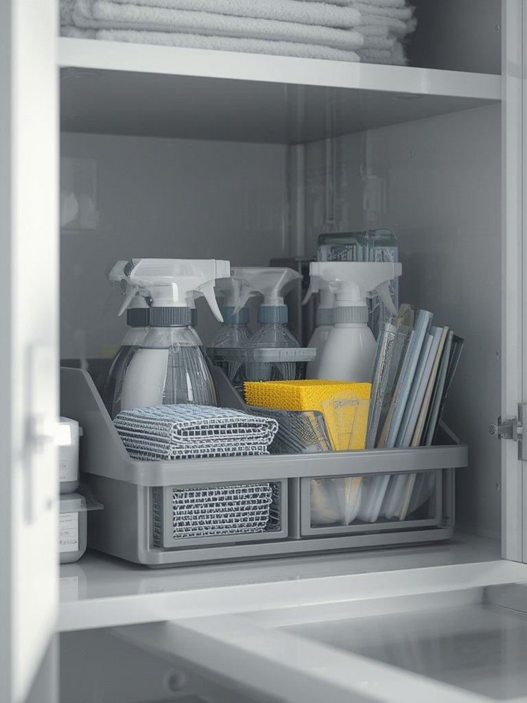 cleaning caddy in action